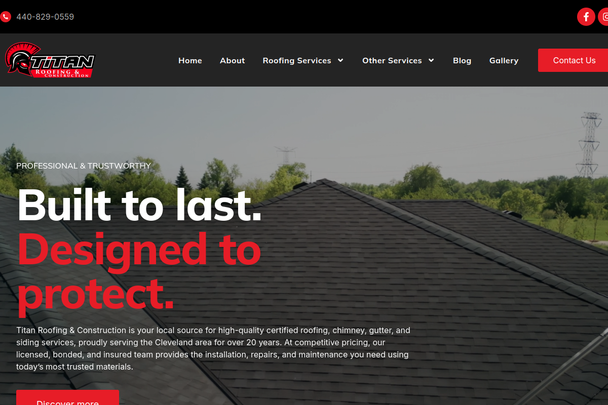 Preview of the Titan Roofing website